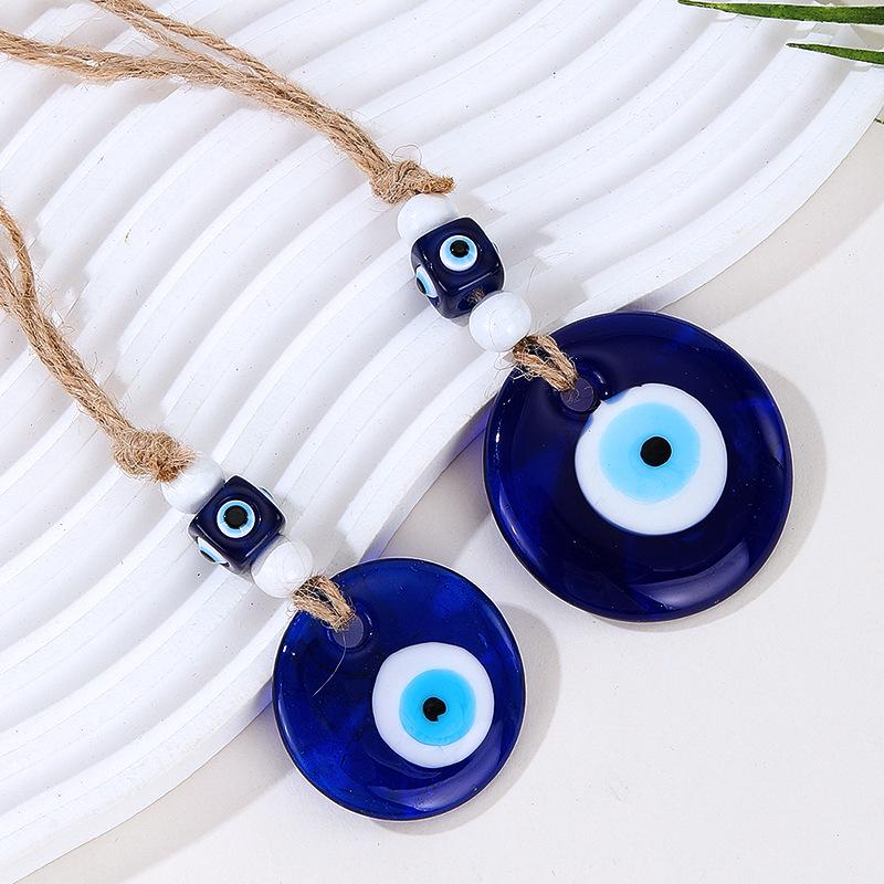 Колокольчик ветровой музыки в стиле ретро «Дьявольский глаз» с пеньковой веревкой «Голубой глаз» — доступен в двух размерах для европейского и американского декора