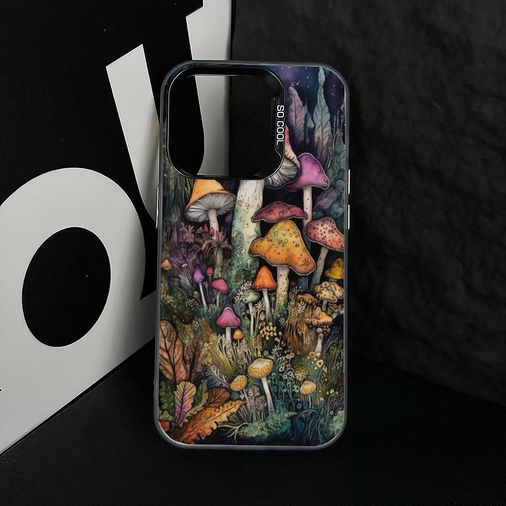 Модный дизайн с рисунком грибов чехол для телефона подходит для iPhone 17 16 15 14 13 12 11 Pro/Max/Plus ударопрочный и защищающий от падений