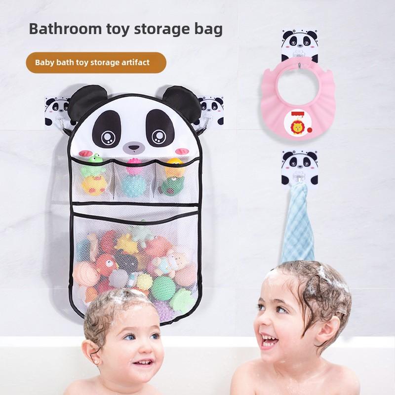 Dinosaur Duck Cartoon Animal Baby Bath Toys Organizer Net Bag Suction Cup Bathroom Baby Shower Tidy Storage Drain Water Dry