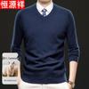 Hengyuanxiang Men's 100% Cashmere V-Neck Thickened Sweater