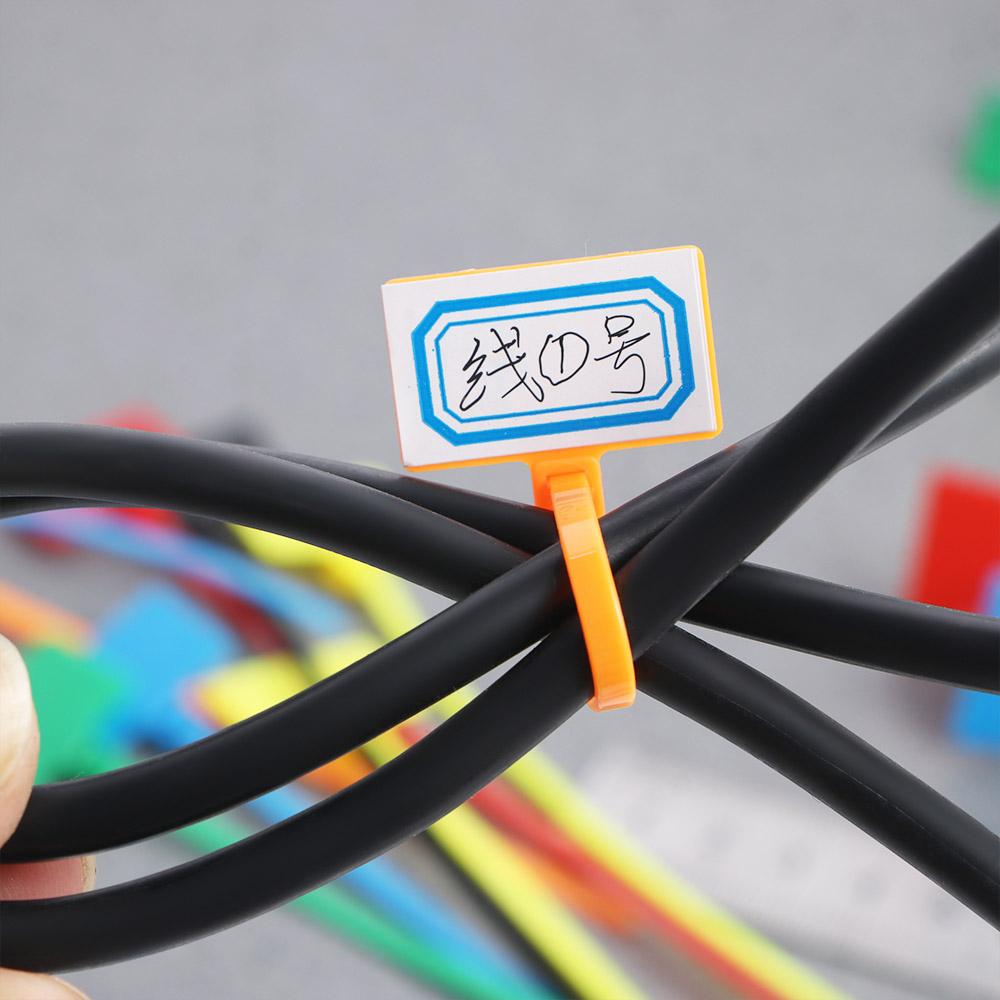 50pcs Markers Self-locking Plastic Loop Cable Winder Wire Ties Tag Labels