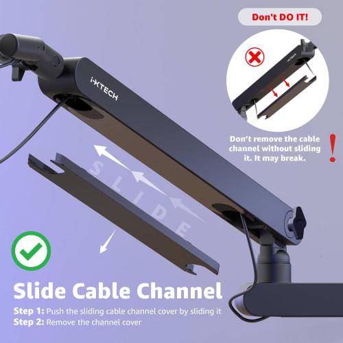 IXTECH Microphone Arm Desk Mount, Low-Profile Boom Arm, Adjustable Microphone Arm with Detachable Rise Column, Built-in Cable Management, 360 Rotatin