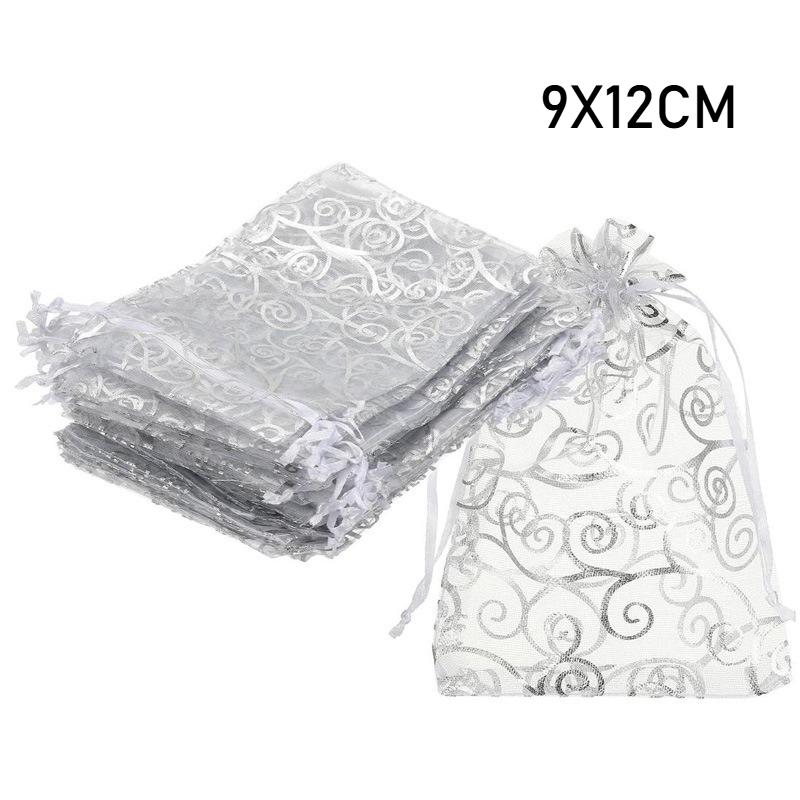 7X9СМ 9X12СМ 13X18СМ 17X23СМ Золотой Серебряный Мешочек с Завязками с Рисунком Лозы Подарочный Мешочек Мешочки для Упаковки Конфет Мешочки для Хранения Украшений