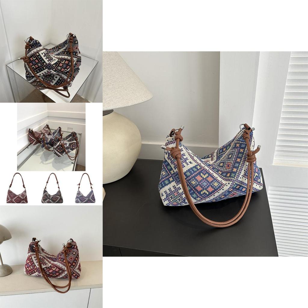 Модная винтажная этническая женская сумка через плечо из мягкого хлопка и льна, средняя