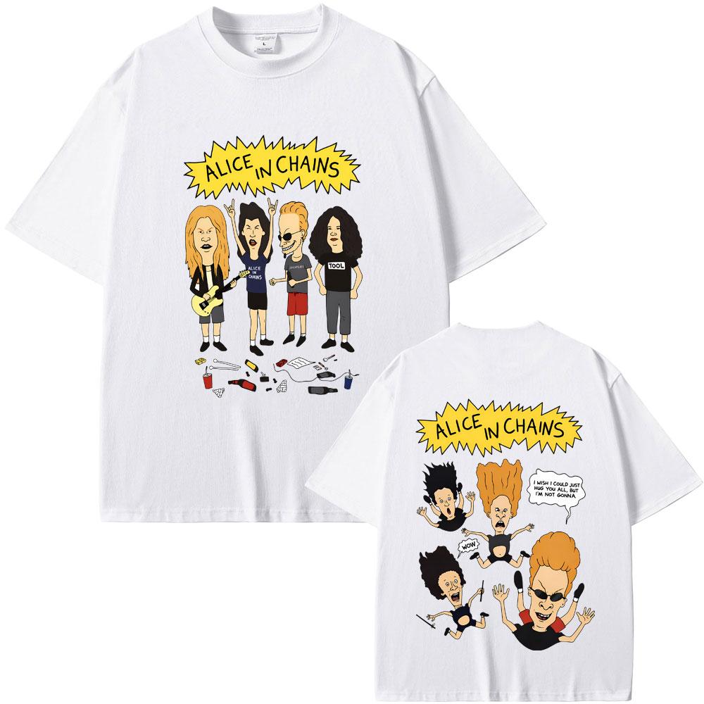 Rock Band Alice in Chains T-shirt Machos Rule Beavis and Butt Head Streetwear Summer Men Women Gothic Punk Funny T Shirts Tops