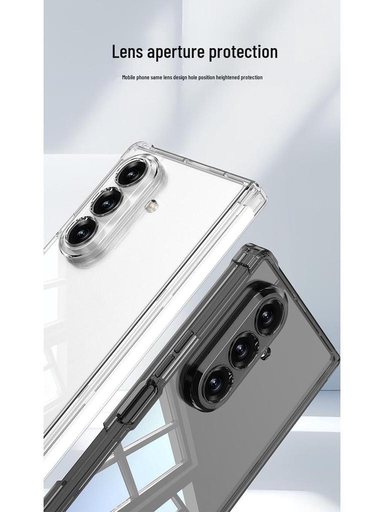 Магнитный прозрачный защитный чехол для Samsung Z Fold7 со встроенной защитной пленкой-подушкой