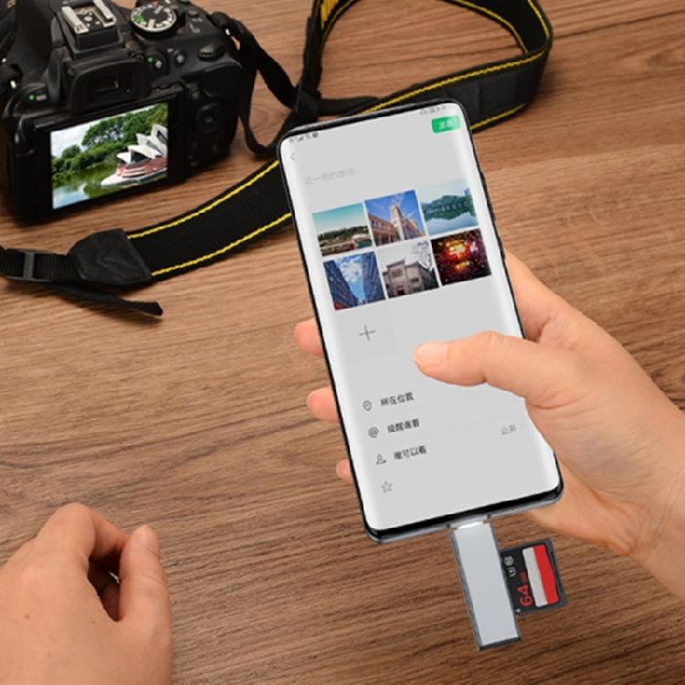 Многофункциональный алюминиевый кард-ридер для карт TF, USB Type A/C, двойной слот, не требует драйверов, для командировок, для обмена документами