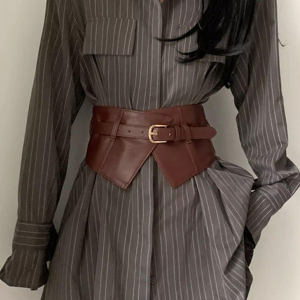 Регулируемый широкий пояс из ПУ кожи, корсет на талию, готический эластичный кушак, девушка EMA