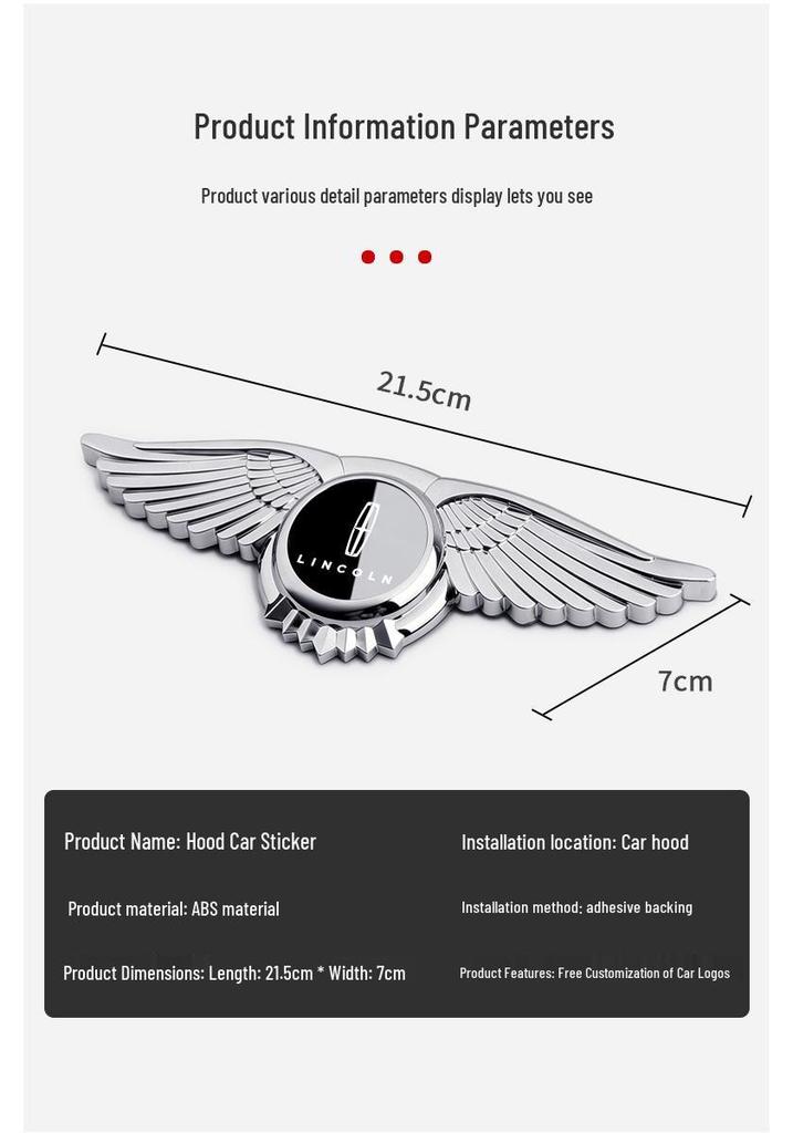 Lincoln Hood Emblem Sticker for Z, Nautilus, Adventure, Aviator, Navigator, MKX