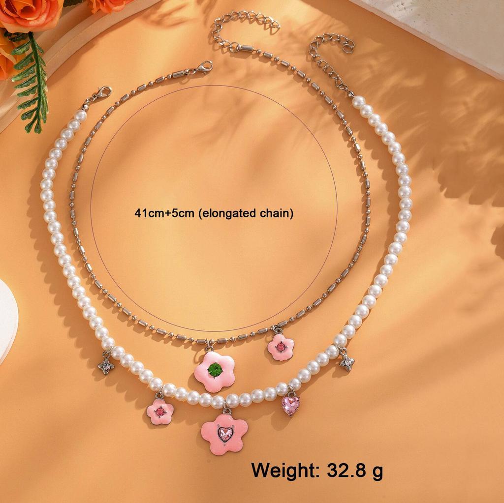 Модное многослойное ожерелье из инкрустированного кирпича с цветочным узором, персонализированное ожерелье из искусственного жемчуга, подарок на свадьбу для дам