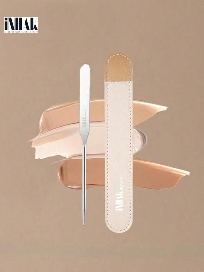 INHAK Stainless Steel Cosmetic Spatula - Professional Mixing Tool for Foundation, Cream & Skincare