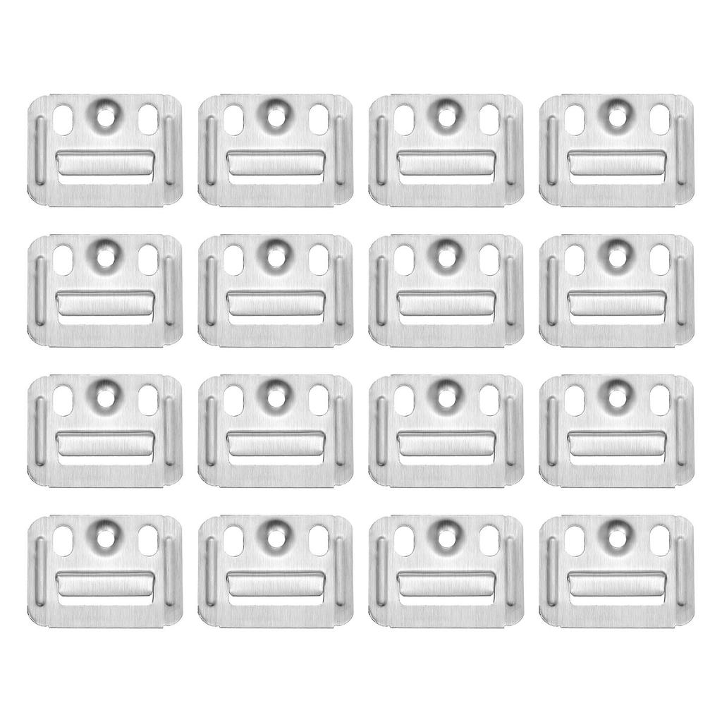 uxcell 120pcs Wall Panel Buckles Stainless Steel Integrated Wall Panel Clips Furniture Fixing Clamps Hanger Wall Mounting Clips Silver 40mmx30mmx0.4mm