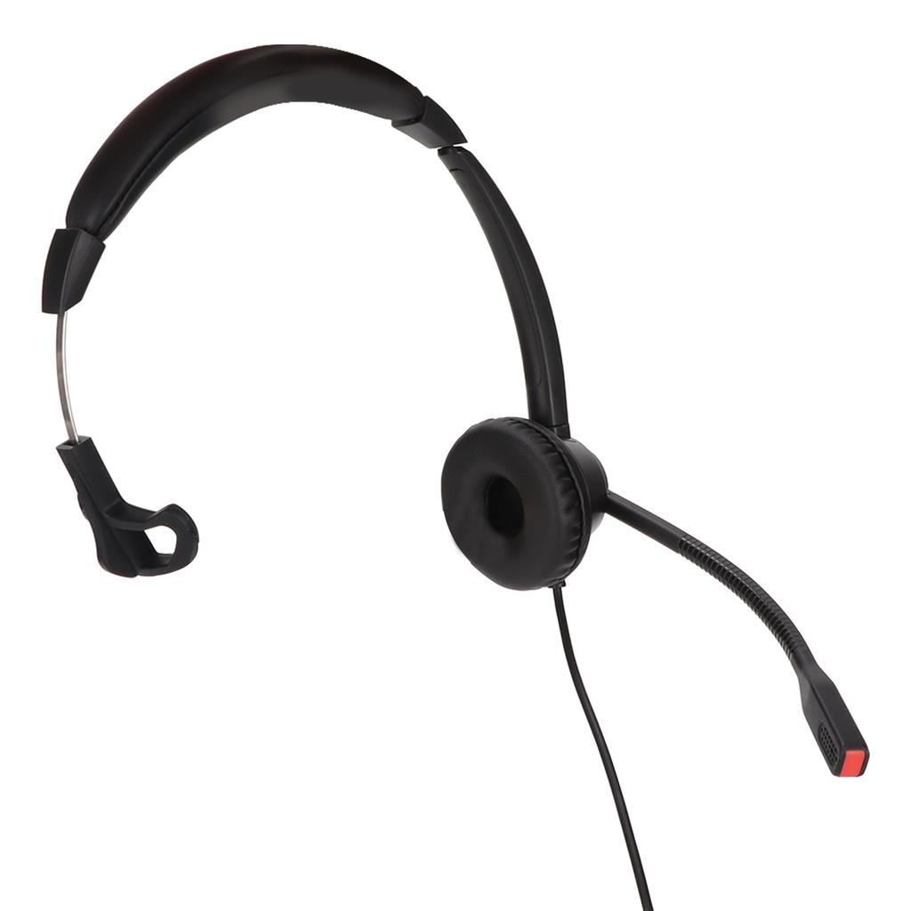 Monaural Customer Service Headset Volume Adjustment Single Sided Ear Headphone with Noise Cancelling Mic