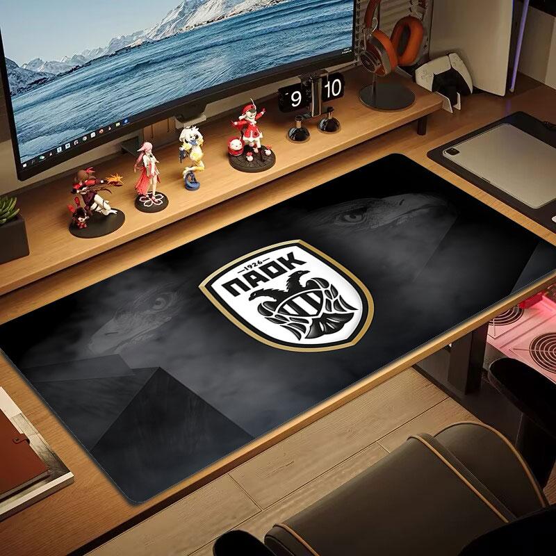 PAOK Football Team Logo Mouse Pad, Large Gaming Desk Mat, Non-slip XXL Mousepad for Laptop & Tablet, Mini PC Playmat with Stitched Edges