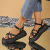 Модная женская обувь 2025 Бренд Женские сандалии с ремешком и пряжкой Модные сандалии с открытым носком Повседневные сандалии Swomen Новые сандалии на сплошной платформе больших размеров