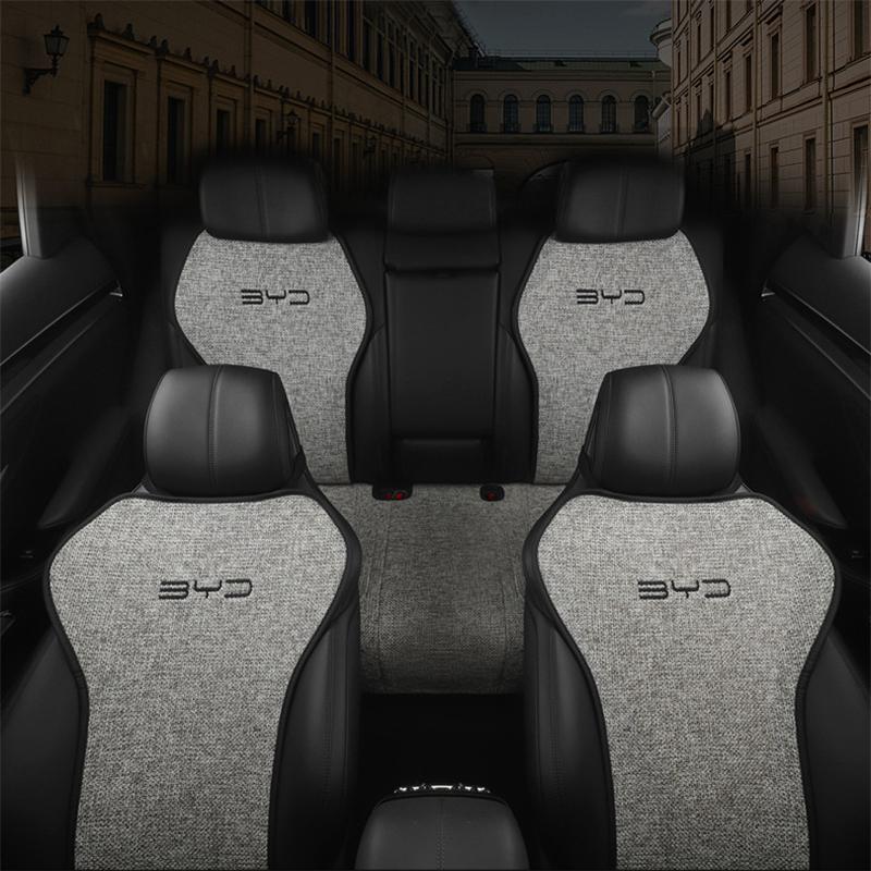 Чехол на автомобильное сиденье для BYD Atto 3 Yuan Plus, льняная дышащая подушка для передних и задних сидений, четыре сезона, универсальный авто