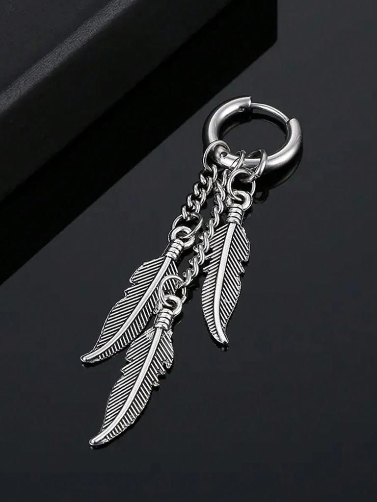 Elegant Feather Drop Earrings Hypoallergenic Stainless Steel Boho Jewelry Leaf Chain Long Tassel Hoop Earring Punk Gothic Ear Perfect