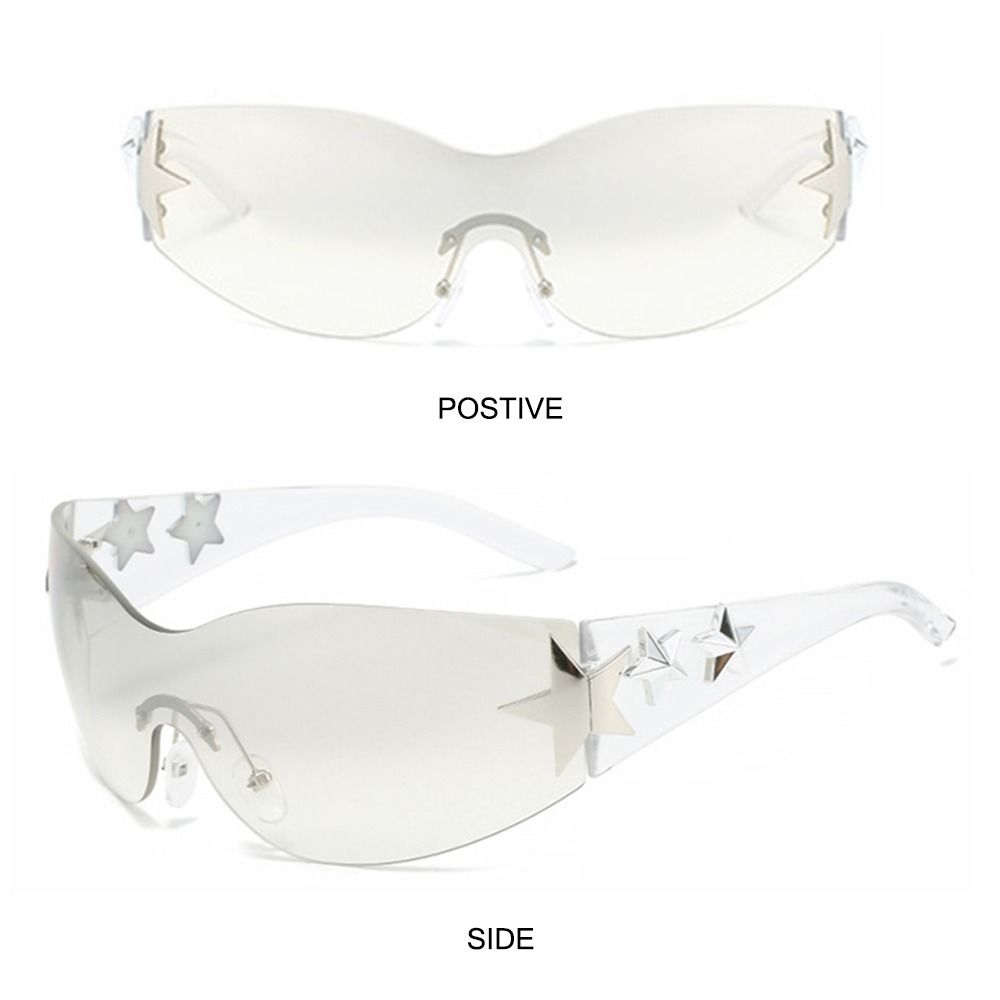 Солнцезащитные очки без оправы со звездами и футуристическими оттенками, крутые солнцезащитные очки Y2K для женщин