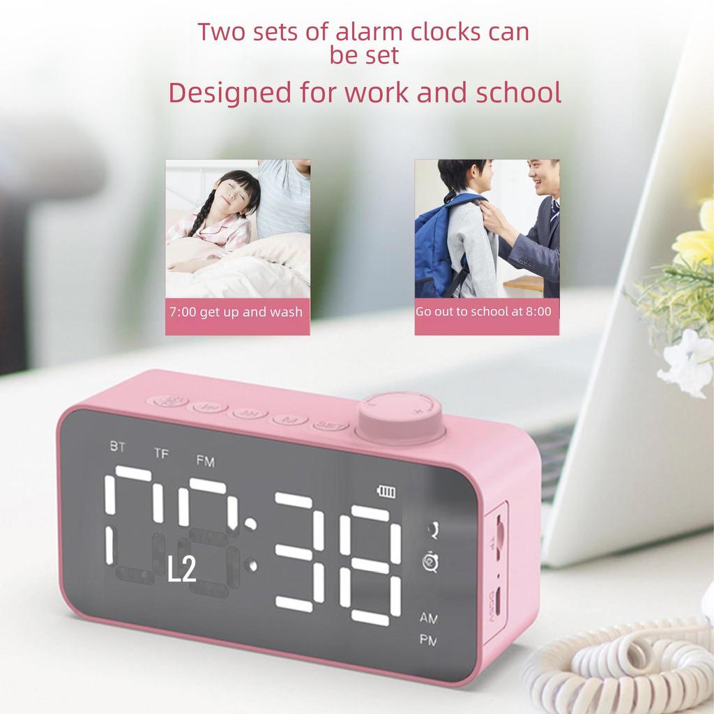 Креативная Bluetooth-колонка с дисплеем часов, зеркальным будильником и радиоприемником с ручкой