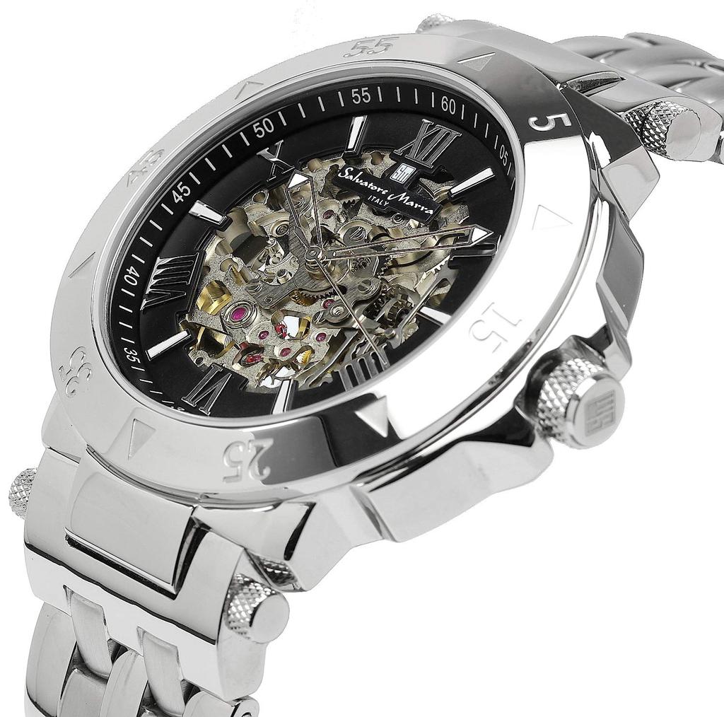 Salvatore Marra Часы Серебристые x Черные Автоматические Скелетон Деловые Формальные [Salvatore Marra] Мужские