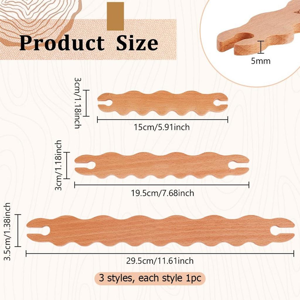 3 Pieces Of Wooden Weaving Tools, DIY Weaving Tools Wool Knitting Thing Wooden Weaving Tools For Arts And Crafts