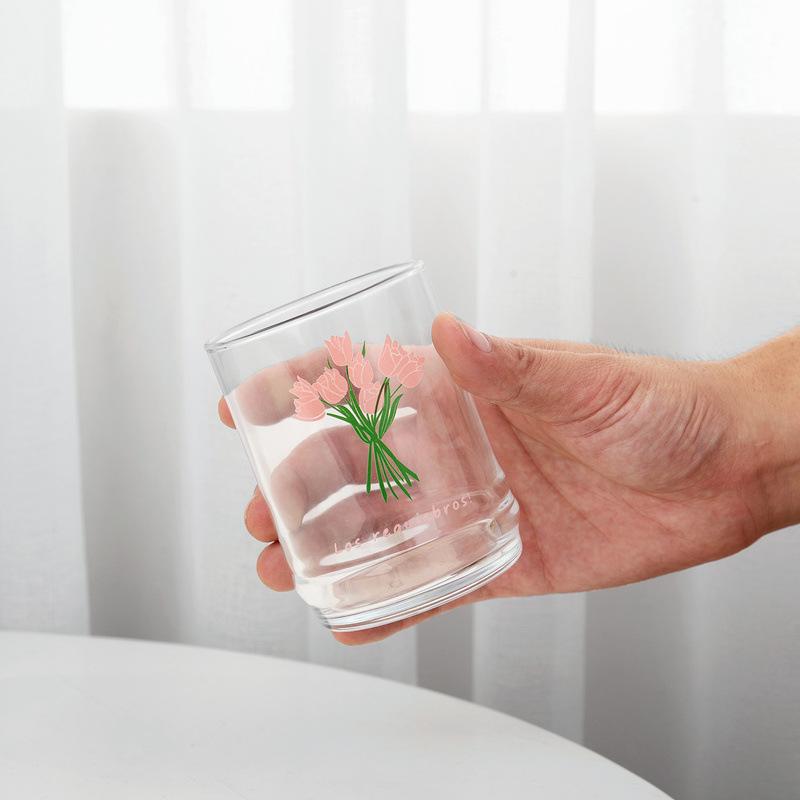 Креативная стеклянная чашка со свежим цветком, термостойкая чашка для сока, кофейная чашка, чашка для воды, подарочный кубок