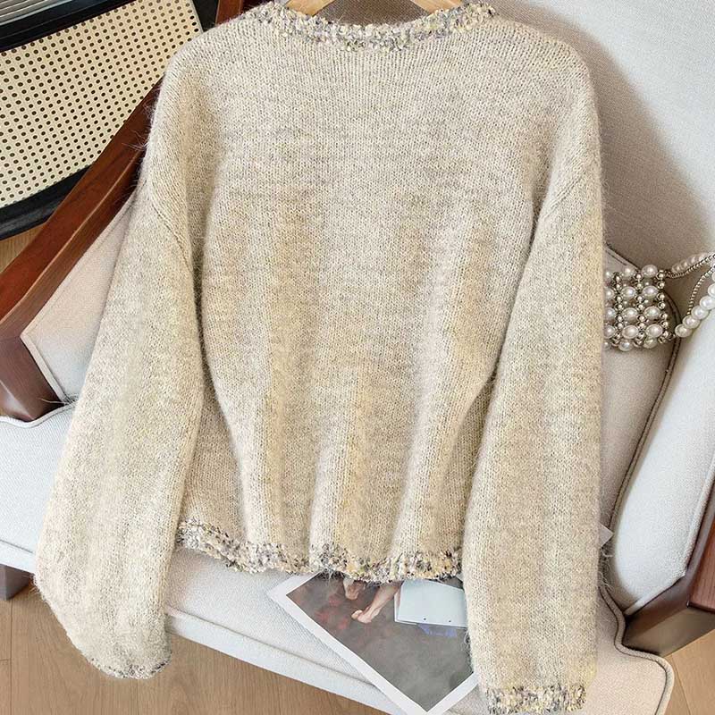 Женский свитер Осень Зима Утепленный Пуловер Теплый Вязаный Эластичный С Длинным Рукавом Оверсайз Джемпер Топы