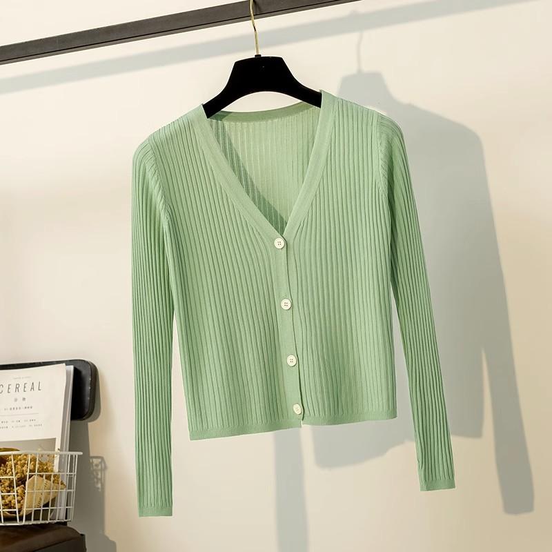 Летний тонкий солнцезащитный кардиган Ice Silk Knitted Cardigan, короткая шаль, куртка-рубашка с кондиционером