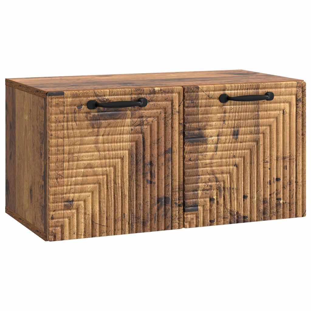 Wall Mounted TV Cabinet Reclaimed Wood Look 59.5 x 31 x 30 cm