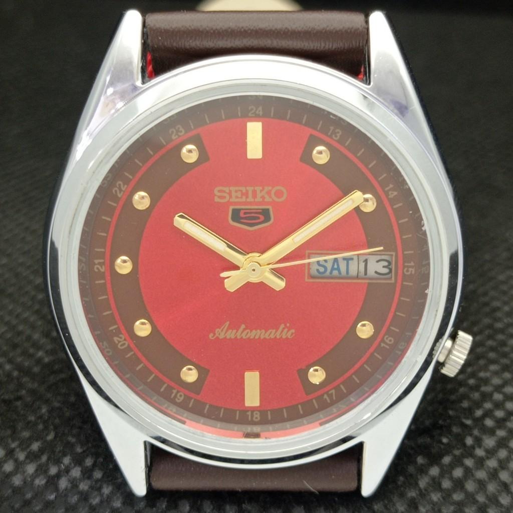ВОССТАНОВЛЕННЫЕ ВИНТАЖНЫЕ МУЖСКИЕ ЧАСЫ SEIKO 5 AUTOMATIC JAPAN D/D RED 593a-a311237-2 SKU593a-a311237