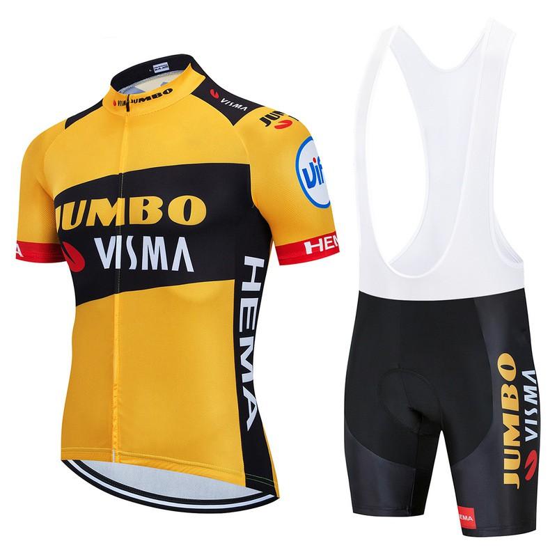 Большой комплект велоформы Jumbo Visma с коротким рукавом для мужчин, дышащий, быстросохнущий, для горного и шоссейного велосипеда