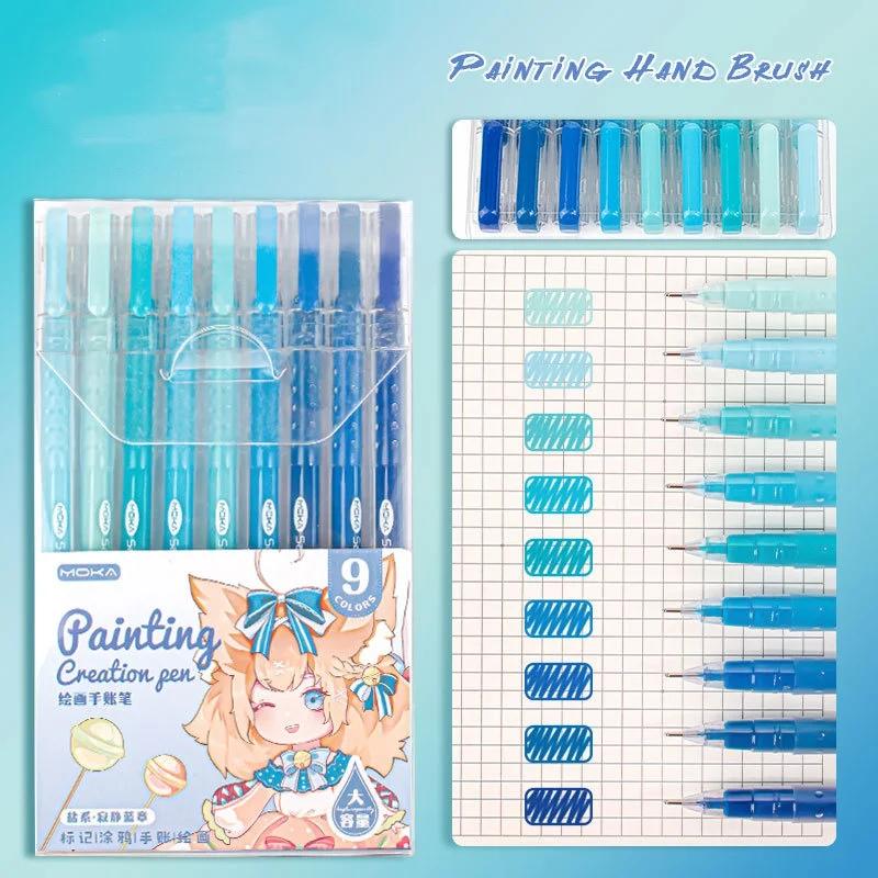 9 шт./набор гелевая ручка для рисования градиентных цветов для скрапбукинга для студентов, самодельных украшений, рисования граффити, цветного выделения