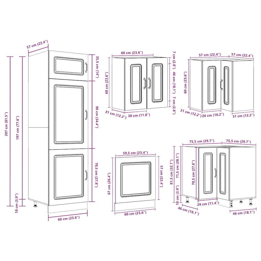 14 Piece Kitchen Cabinet Set Kalmar White Wood Based Panel