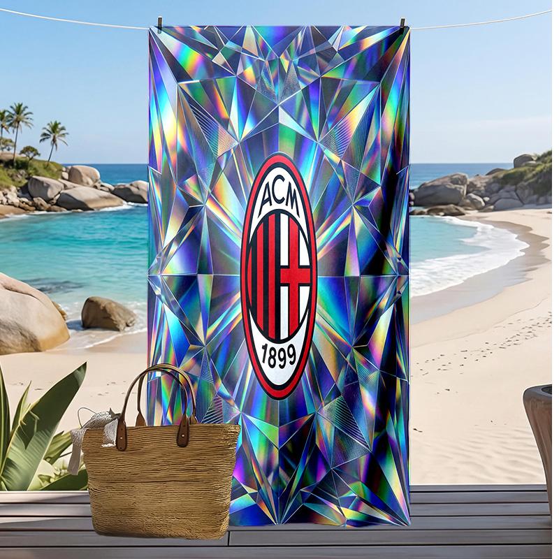 Пляжное полотенце с принтом AC Milan, быстросохнущее, мягкое, портативное, большое, прямоугольное, пляжное покрывало для путешествий, бассейна