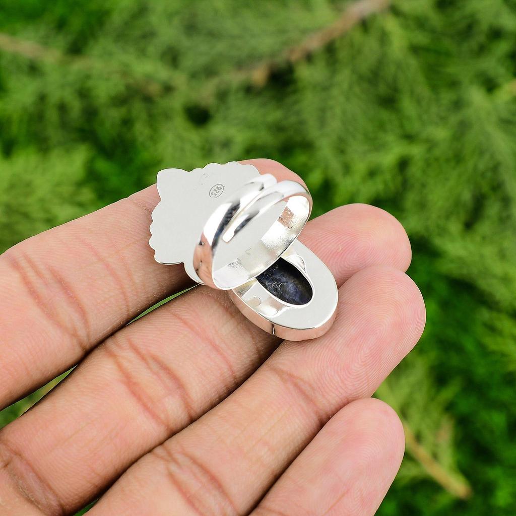 Sterling Silver Third Eye Chakra Sodalite Gemstone Unique Solitaire Artisan Ring