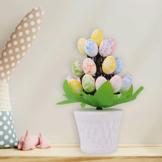 Easter Egg Ornament Easter Egg Bonsai Tree Low Maintenance Artificial Eggs Plants Desktop Easter Decoration Multicolor Potted Easter Ornament