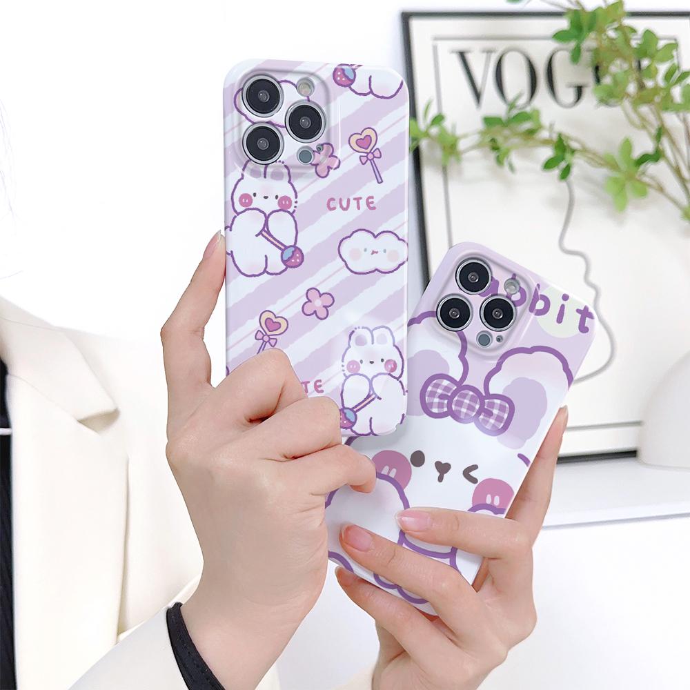 Чехол для телефона с милым кроликом для Samsung Galaxy S20 FE 5G A52 iPhone 11 15 Xiaomi Redmi VIVO OPPO Realme Huawei Infinix Противоударный ультратонкий жесткий чехол