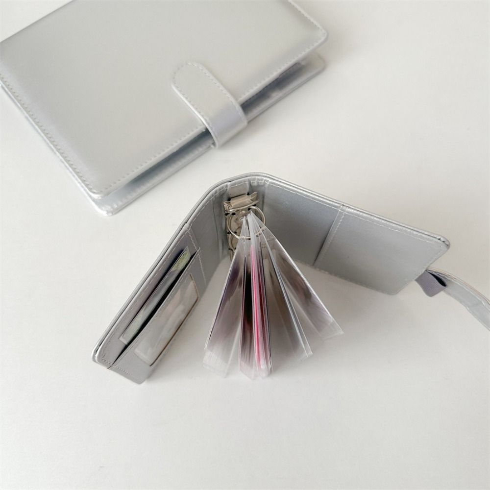 Новый ПУ Фотоальбом Серебристый Цвет На Разъемных Листах Держатель Фотокарточек Устойчивый к Износу Водонепроницаемый Держатель Карточек для Идола Маленькая Карточка