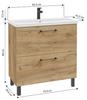 Bathroom cabinet with washbasin, tap and siphon 80x80cm, standing, Oak Craft Cassandra