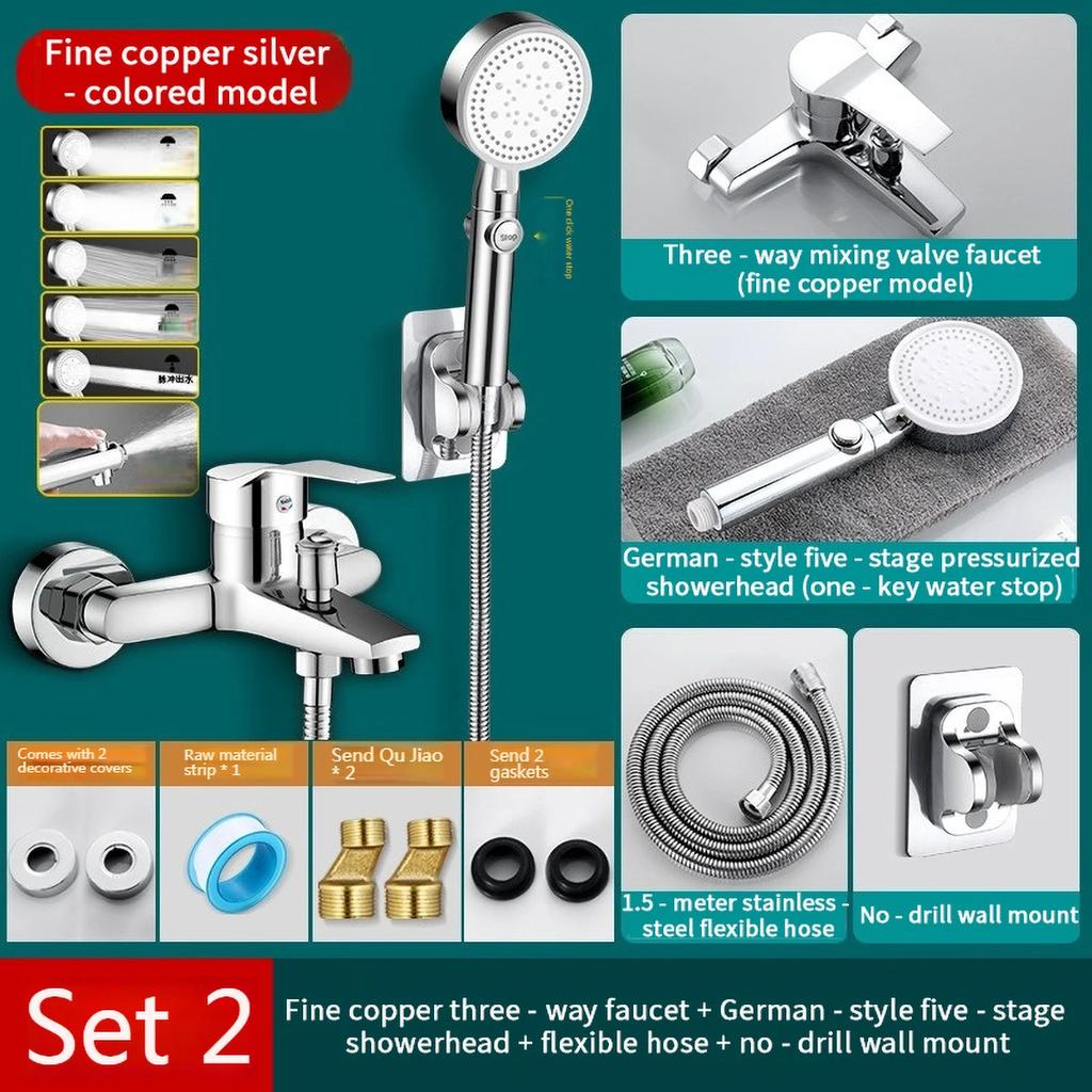 Bathroom Pressurized Shower Faucet Mixer Valve Cold and Hot Water Tap for Bathtub Anti-Leak Design Durable Bathroom Tap
