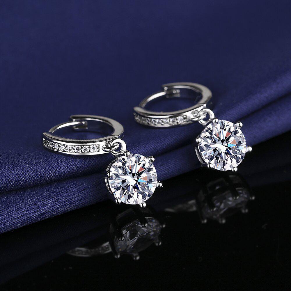 Серьги-кисточки в стиле Live Fashion с имитацией муассанита, на шести крапанах, 2 карата, для женщин | Простой дизайн серьги-кольца