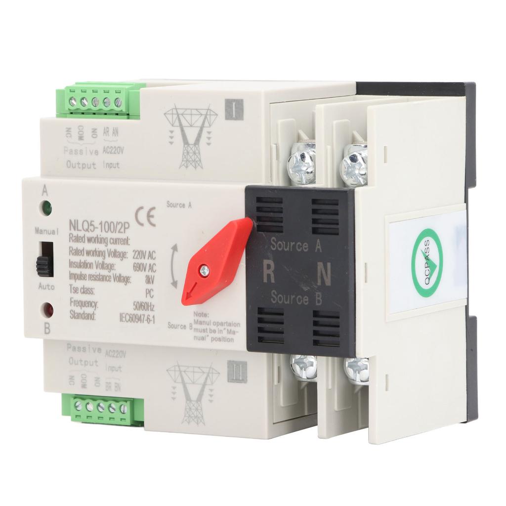 Двойной автоматический переключатель питания 2P Mini ATS автоматический переключатель питания AC220V 100A