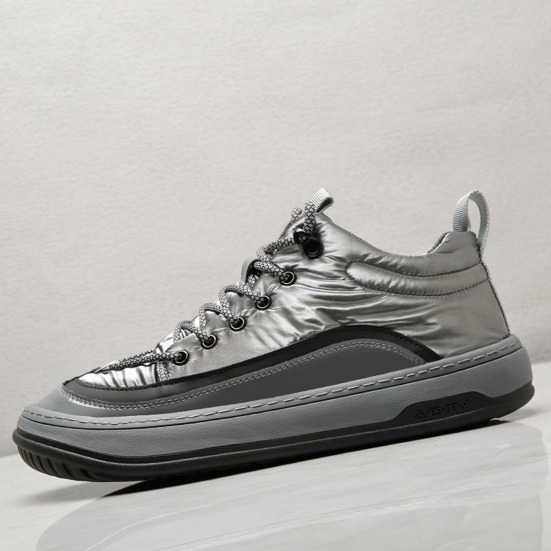 2025 direct supply men's shoes down cloth waterproof high-top shoes men's winter casual versatile board shoes trendy clown shoes