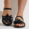 Новые туфли на плоской подошве с цветком, слово, большие размеры, размер 43, богемные сандалии