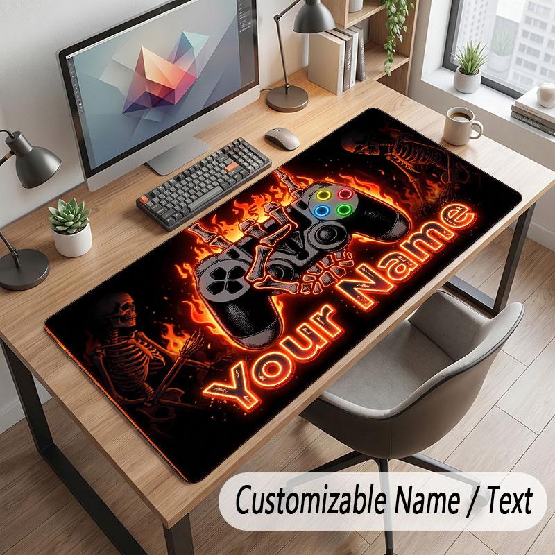 Game Controller Theme Customized Mouse Pad Personalized Print Name Text Desk Mat For Home Office Table Decor