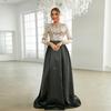 European & American Glam Sequin Long-Sleeve Round Neck Evening Dress