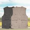 Man Sleeveless Jacket 100% Cotton Vest for Men Multi-pocket Vests Outdoor Fishing Photography Horse Clip Casual Clothes