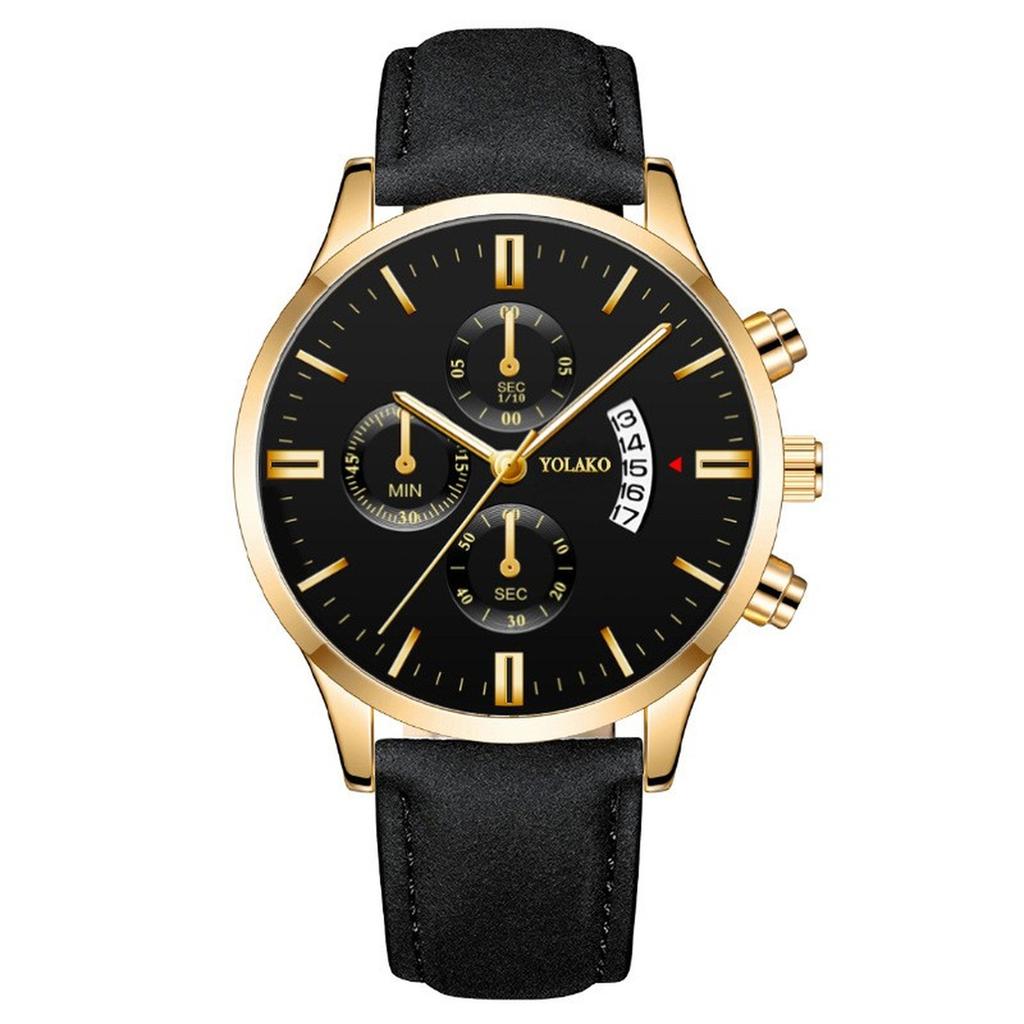 Мужские кожаные деловые модные часы с ремешком для подарков