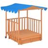 Children S Playhouse with Sandpit Pine Wood Blue UV50 Protection Roof