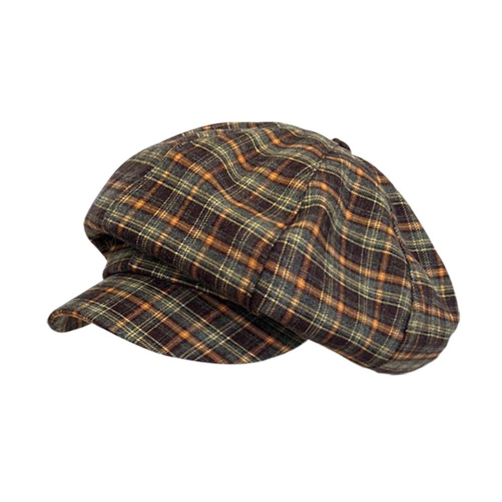 Хлопковая клетчатая кепка-облако тонкая женская восьмиугольная шляпа шляпа художника клетчатый берет летняя